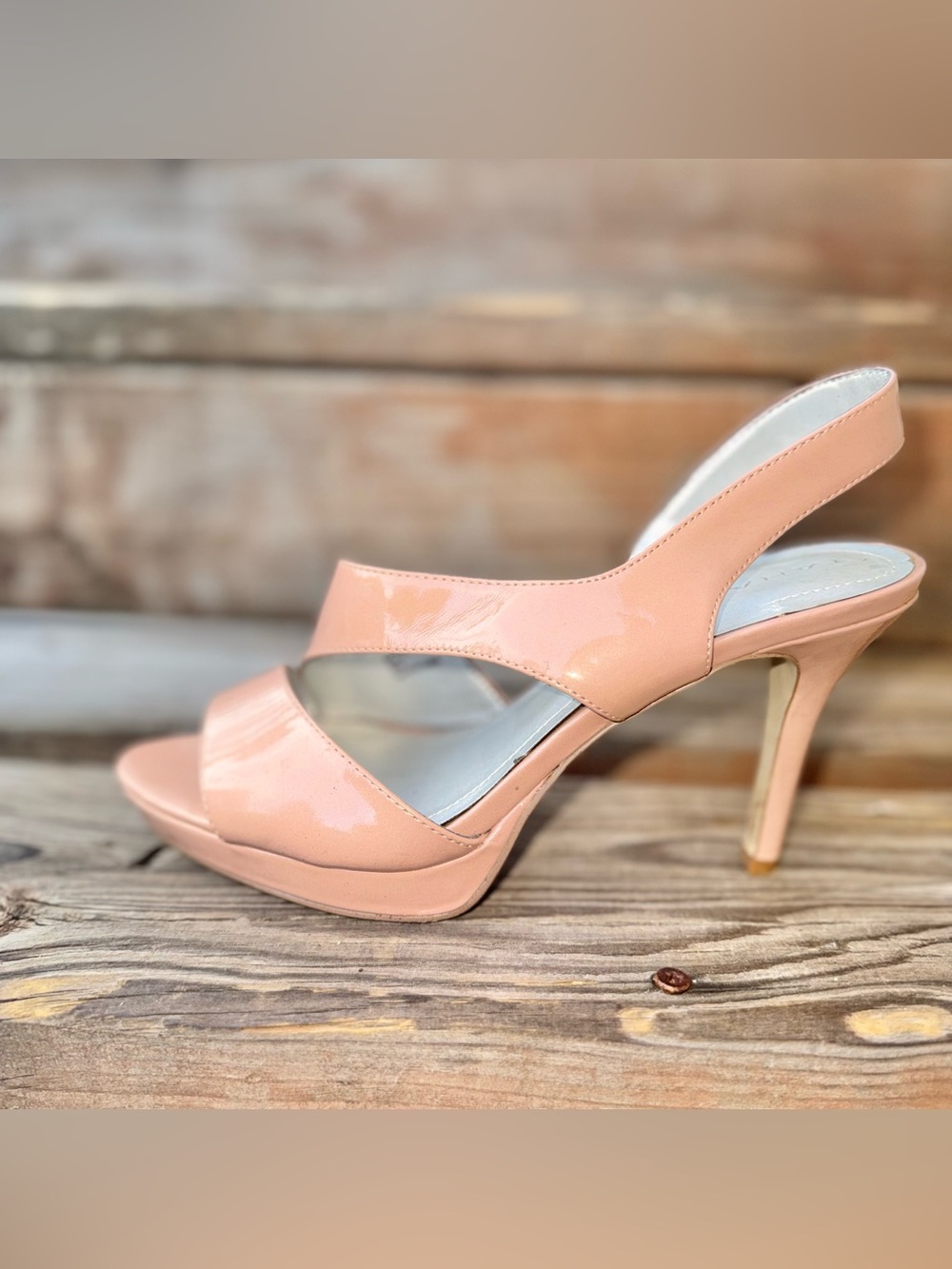 Tahari Bounty Blush Pink Patent Platform Slingback Heels • Size 8 M